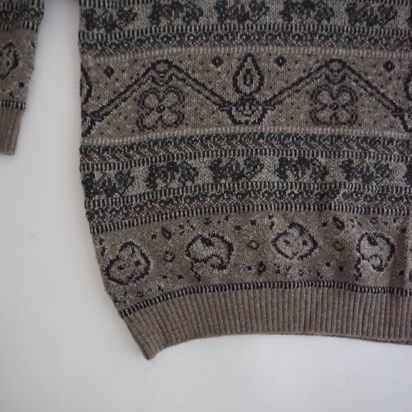 VTG London Fog Brown Abstract Pattern Knit Sweater Eclectic Grandpa Heritage 2X - Picture 6 of 9